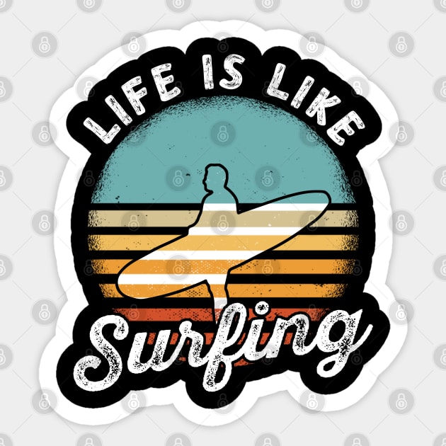 Cool Summer Salmon Sushi Surfer - Life Is Like Surfing - Sushi - Sticker