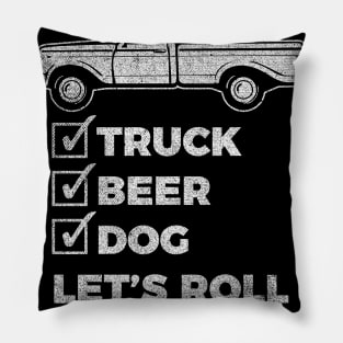 Funny - Truck, Dog, Beer Checklist - Novelty graphic 2 Pillow