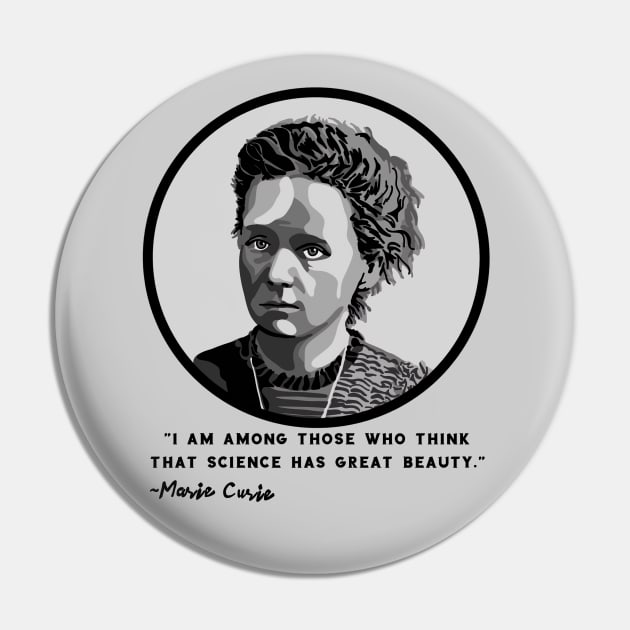 Marie Curie Portrait Pin by Slightly Unhinged