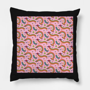 Pastel Dreams Space Rainbows, Stars and Planets in Neon and Pink Pillow