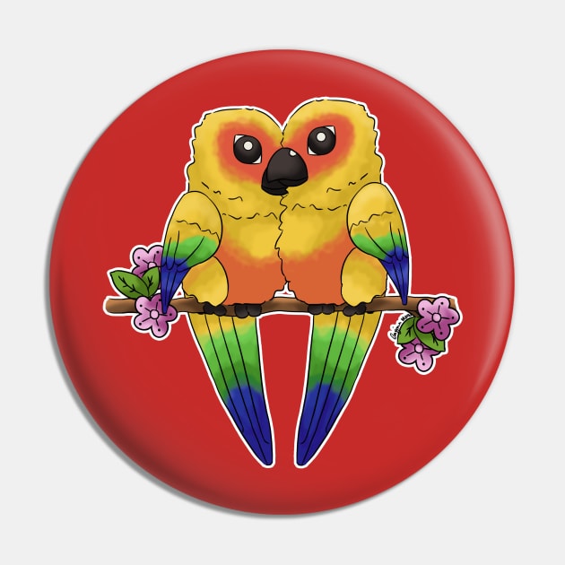 Sun Conure Heart Pin by Happy Taco Studio