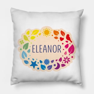 Eleanor name with colorful leaves Pillow