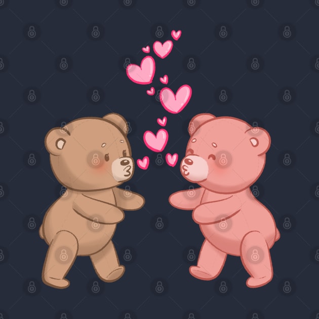 Cute Bears in Love Going to Kiss and Hug by Art by Biyan