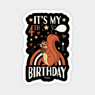 4th Birthday Squirrel Magnet