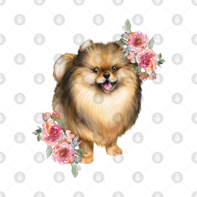 Cute Brown Pomeranian Spitz Puppy Dog by AdrianaHolmesArt