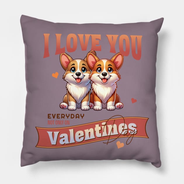 Valentines Love with Corgi's Pillow by CloudEagleson