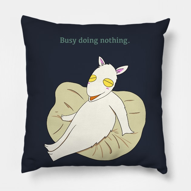 Busy doing nothing (Yuki the goat on a beanbag) Pillow by smithandco