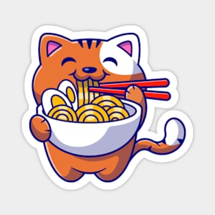 Cat eating Spaghetti Magnet