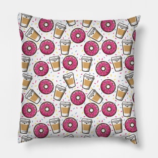 Donut Coffee Pattern Pillow