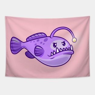 Cute Angler Fish Cartoon Tapestry