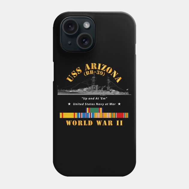 Battleship - USS Arizona WWII w SVC Ribbons Phone Case by twix123844