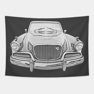 Studebaker Golden Hawk 1950s American classic car monochrome Tapestry