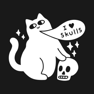 I Love Skulls Cat T-Shirt