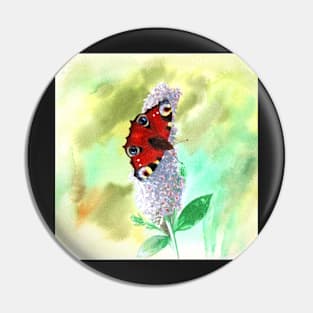 Peacock Butterfly watercolour Pin