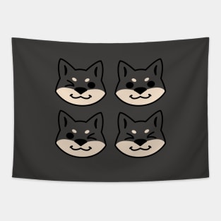 4 Shibas (Black and tan) Tapestry