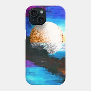 Digital Moon on Colorful Background Blue Moon Phone Case