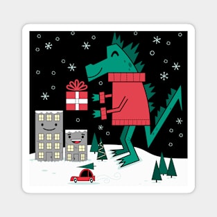 Kaiju Christmas Magnet