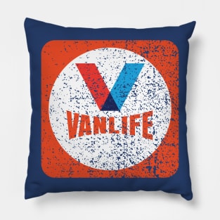 Vanlife Vintage logo, distressed Pillow