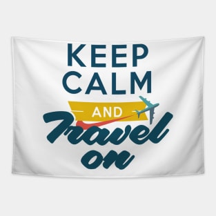 Keep Calm and Travel on an Airplane Tapestry