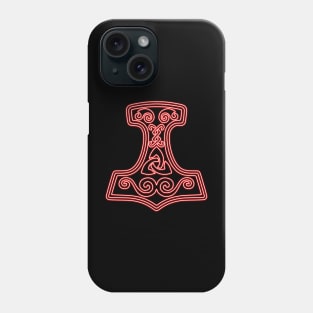 Thor hammer - Mjöllnir - red neon Phone Case