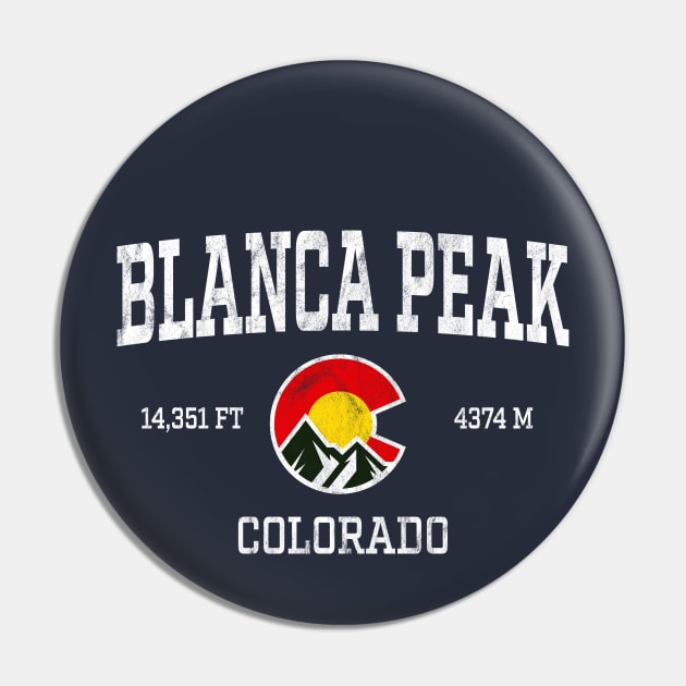 Blanca Peak Colorado 14ers Vintage Athletic Mountains Pin by TGKelly