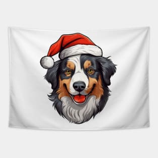 Christmas Dog in Santa Hat Tapestry