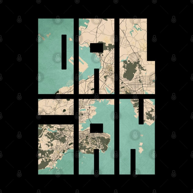 Dalian, Liaoning, China City Map Typography - Vintage by deMAP Studio