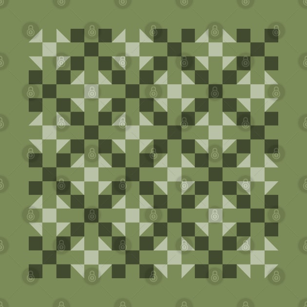 Tic Tac Toe Green Patchwork Pattern by Nuletto