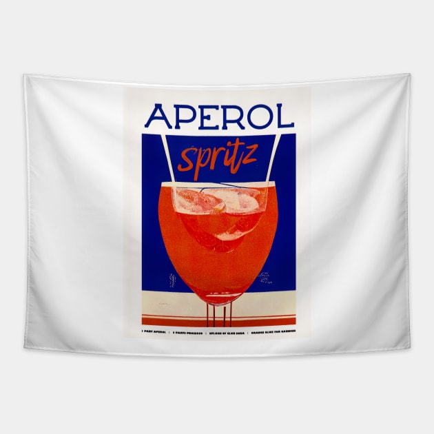 Retro Aperol Spritz Poster 1970s Homebar, Kitchen Bar Prints, Vintage Drinks, Recipe, Wall Art Tapestry by BetterManufaktur