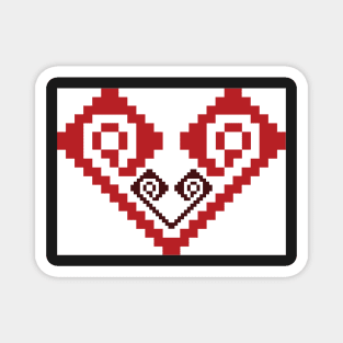 Two hearts - Traditional Romanian folk art knitted embroidery pattern Magnet