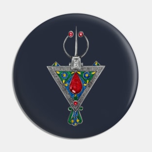 Watercolor Amazigh Fibula - Tazerzit Pin