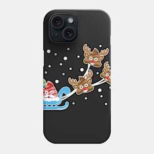 Christmas Poop Emoji T-shirt with Santa, Deer and Tree Phone Case