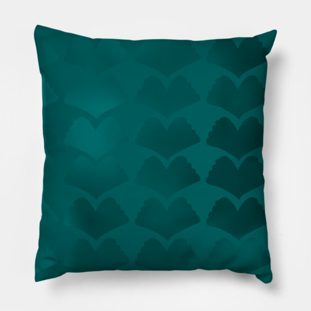 Jewel Ginkgo Single Hue Array Medium Blue Green Pillow by ArtticArlo