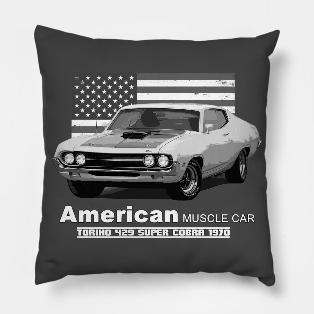 Torino 429 Super Cobra American Muscle Car 60s 70s Old is Gold Pillow by Jose Luiz Filho