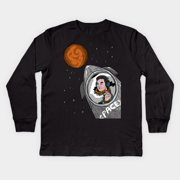 Elon Musk Rides Starship To Mars Fan Artwork Transparent Background Spacex Kinder Long Sleeve T Shirt Teepublic De
