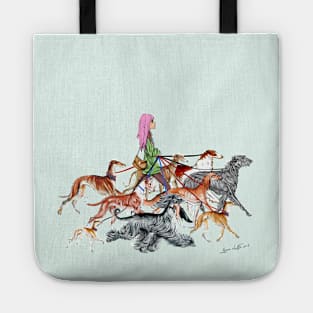 NEW!!!   Walking the Sighthounds. 4  PINK HAIR! Tote