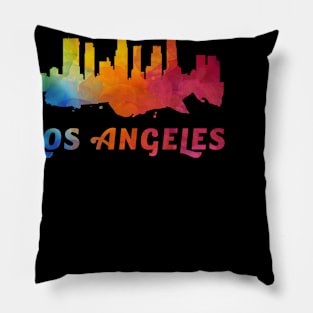 Los Angeles City Skyline Watercolor Style Pillow