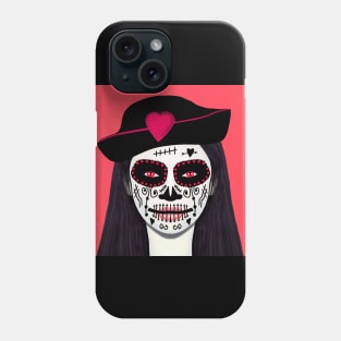 Red dia de los muertos woman Phone Case