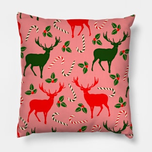 pink christmas reindeers Pillow