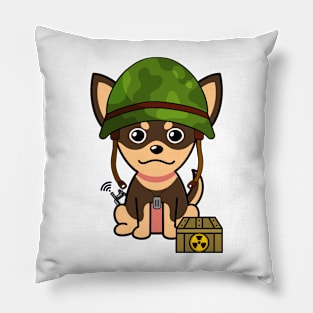 Funny small dog is a soldier Pillow