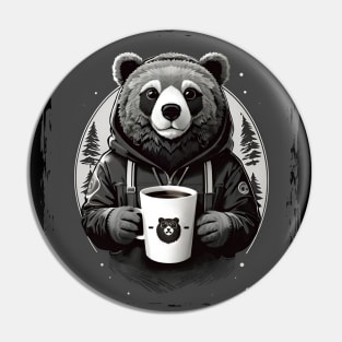 Bear with cup of coffee Pin