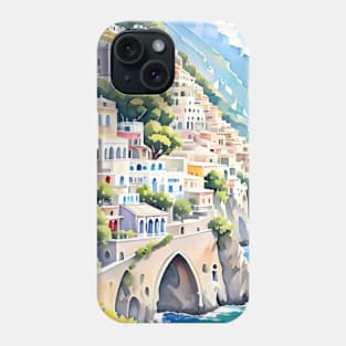 Italy Amalfi Coast Watercolor Painting Phone Case