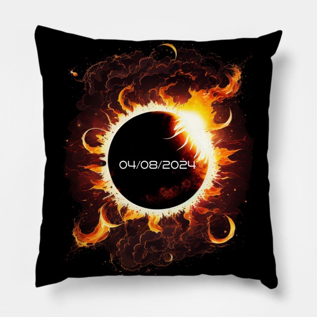 Total Solar Eclipse USA April 8, 2024 Pillow by Pine Hill Goods