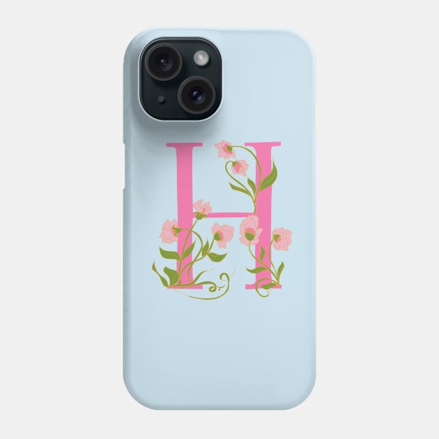 Hand drawn Flower Letter H Phone Case by nosheendesigns