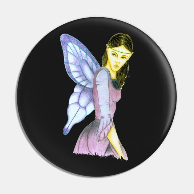 Fluttering Fairy- Dark Blue Pin by EarthSoul