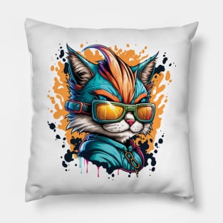 Graffiti Cool Cat Pillow