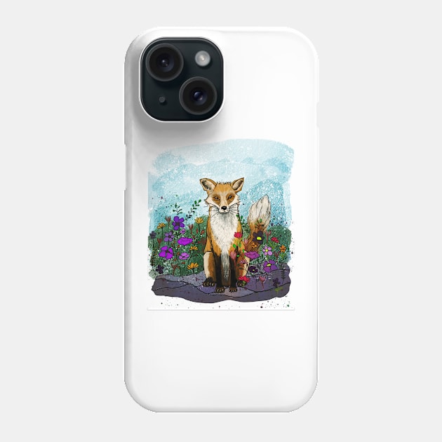 Fox and Flowers Phone Case by Cal Kimola Brown