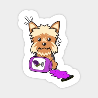 Naughty Yorkshire Terrier Spills a jar of grape jam! Magnet