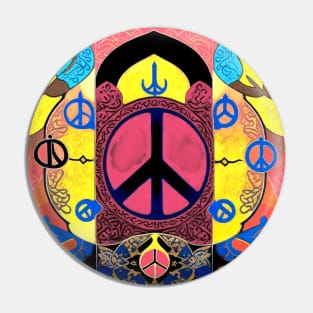 Peace sign bright color anti war peace Israel Palestine psychedelic art Pin