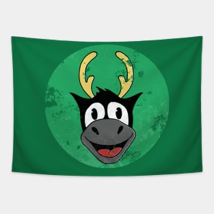 Vintage Cartoon Reindeer Head Tapestry